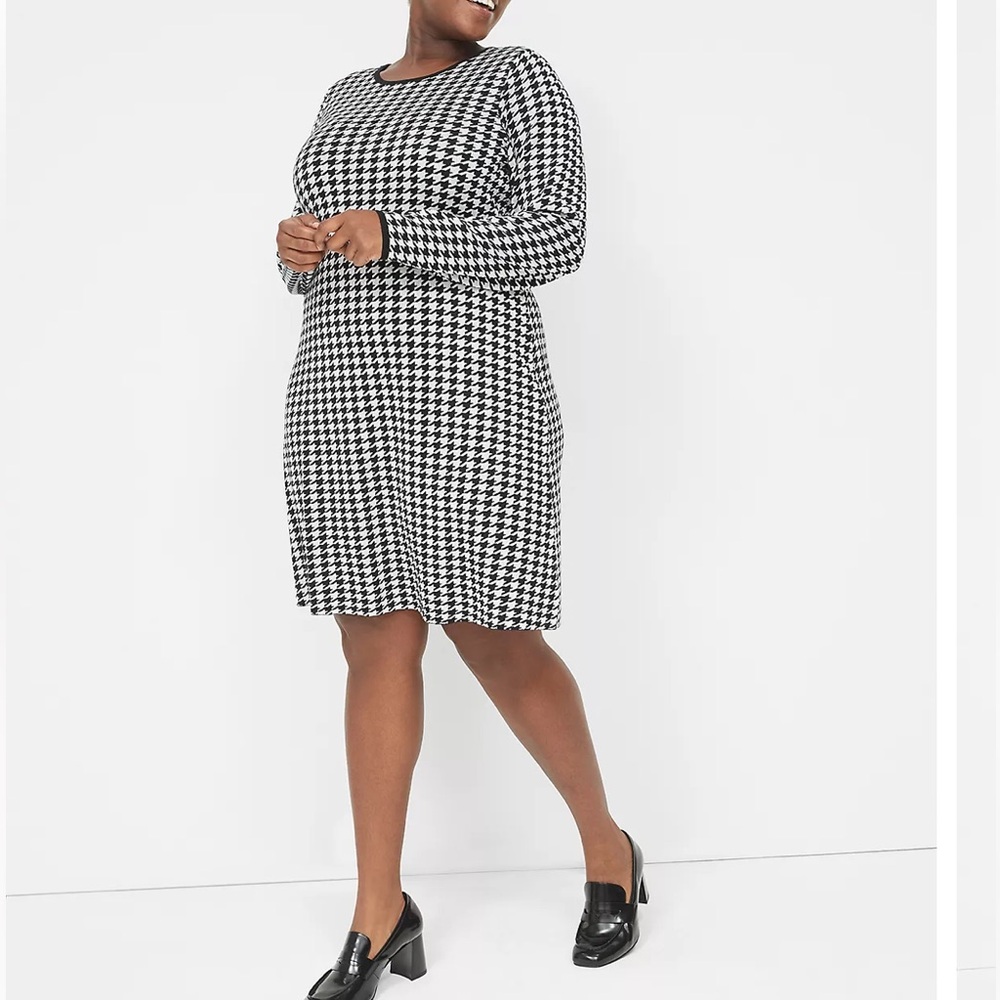 NWOT | Lane Bryant Houndstooth Black and White Dress | 14/16
